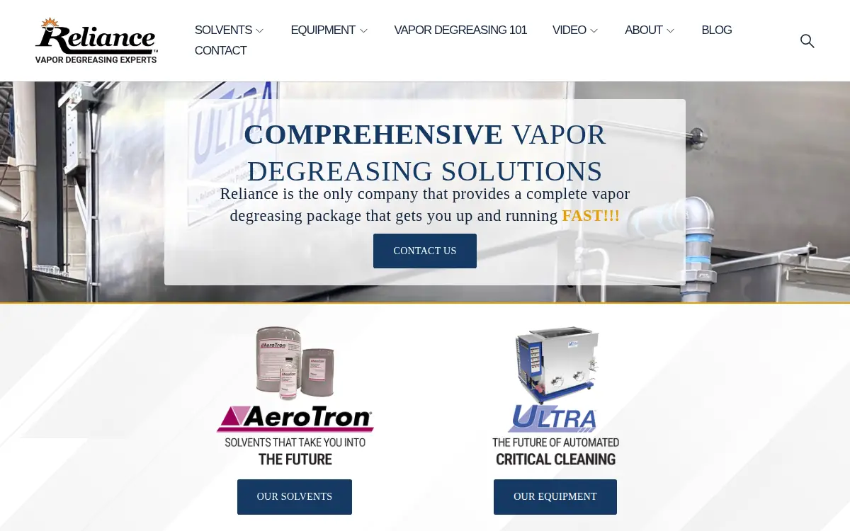 Homepage of Reliance Specialty Products INC