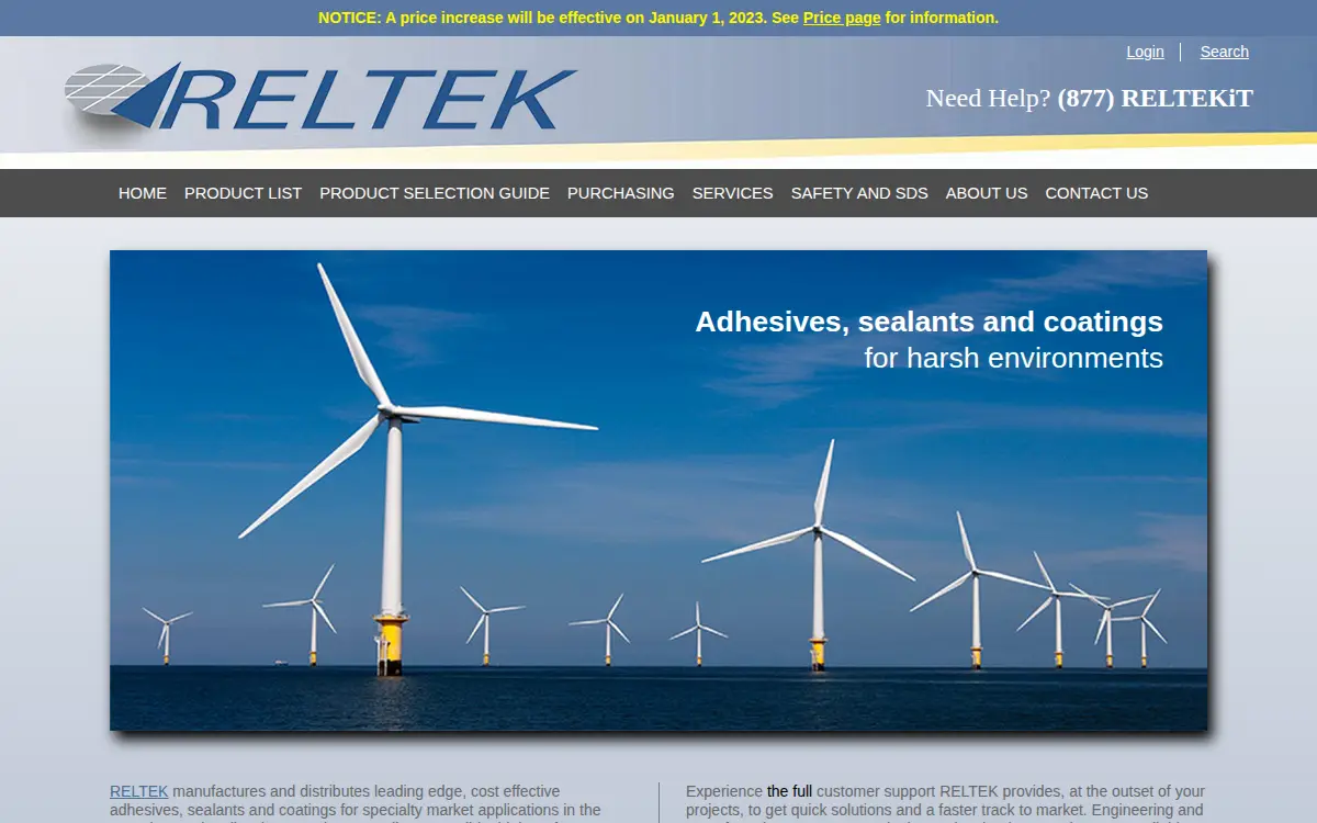 Homepage of Reltek, LLC
