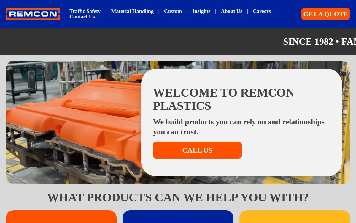 Homepage of Remcon Plastics INC