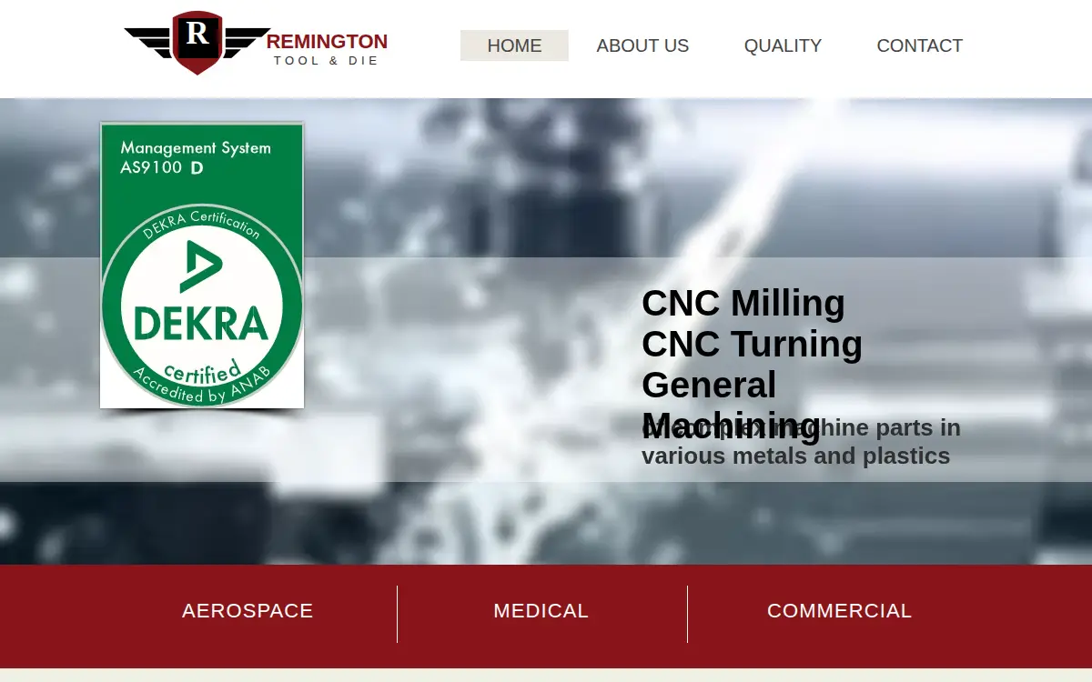 Homepage of Remington Tools & Die CO