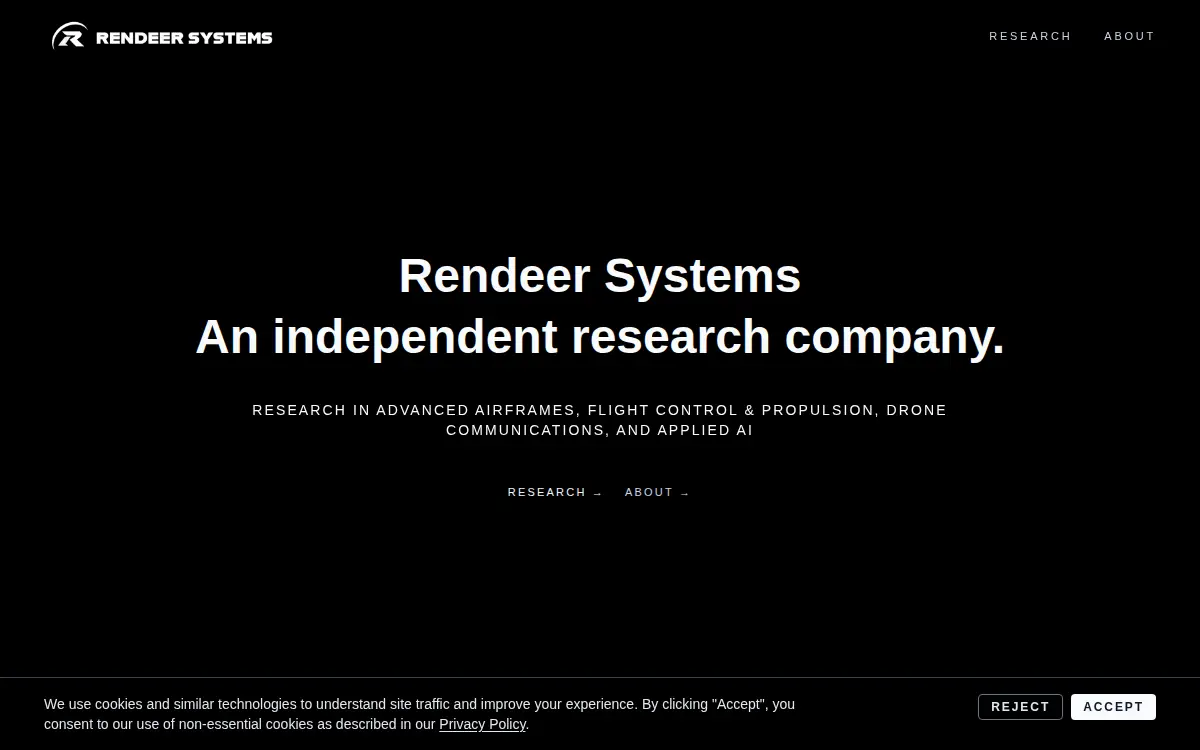 Homepage of Rendeer Systems, LLC