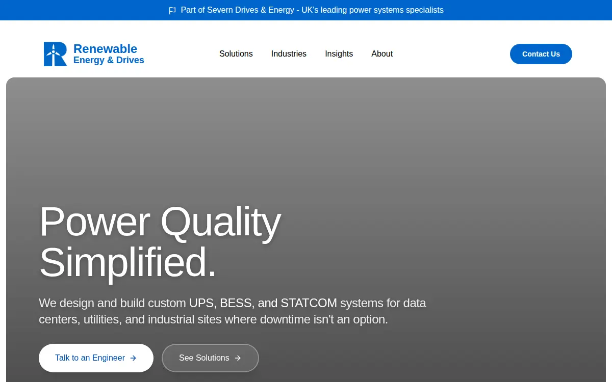 Homepage of Renewable Energy & Drives US LLC