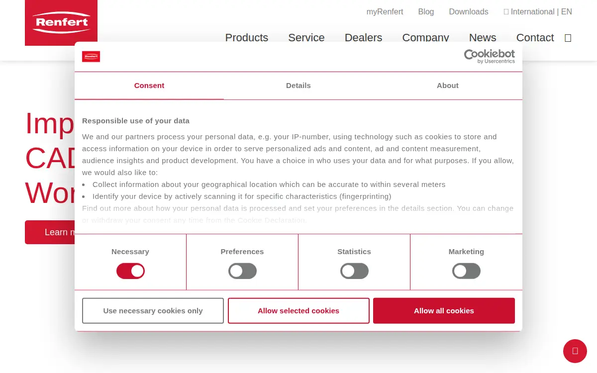 Homepage of Renfert USA INC.