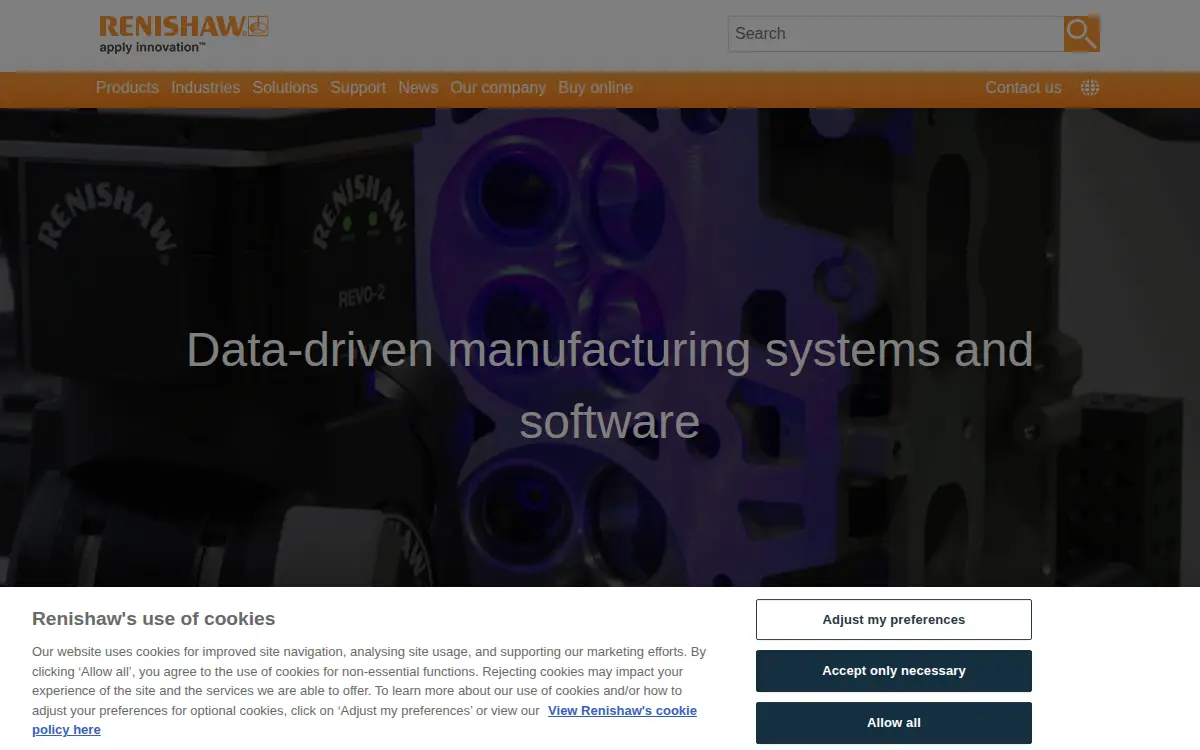 Homepage of Renishaw, INC.