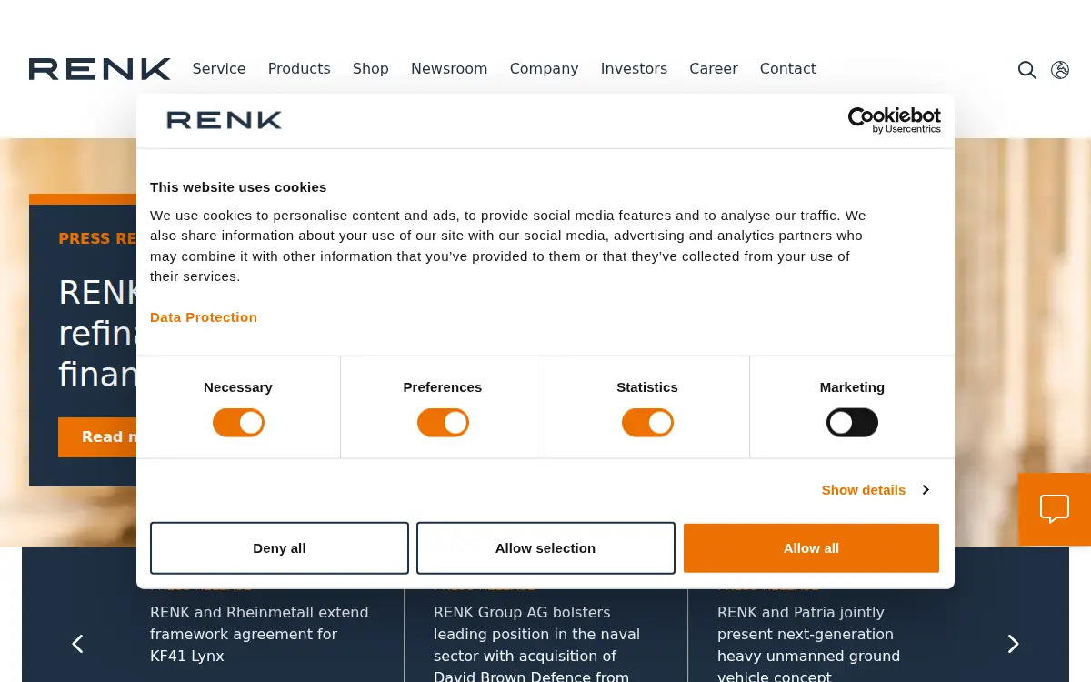 Homepage of Renk America Marine & Industry LLC