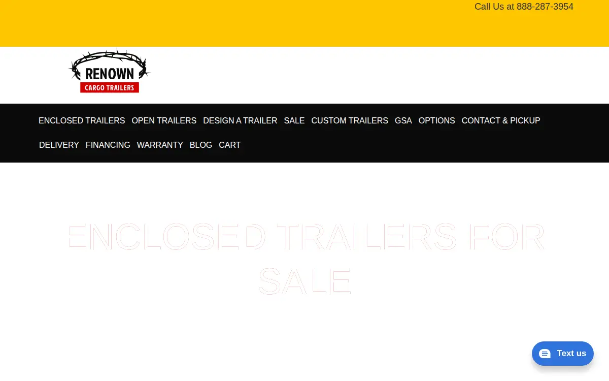 Homepage of Renown Cargo Trailers, LLC