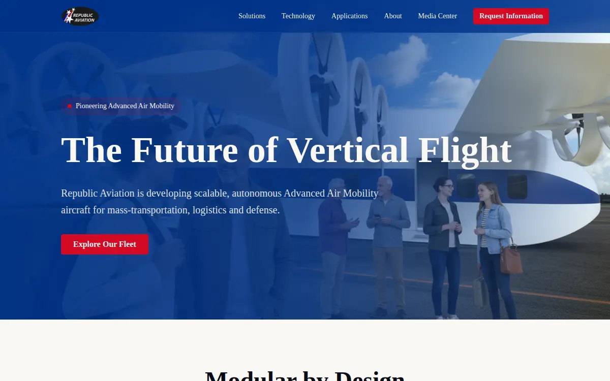 Homepage of Republic Aviation LLC