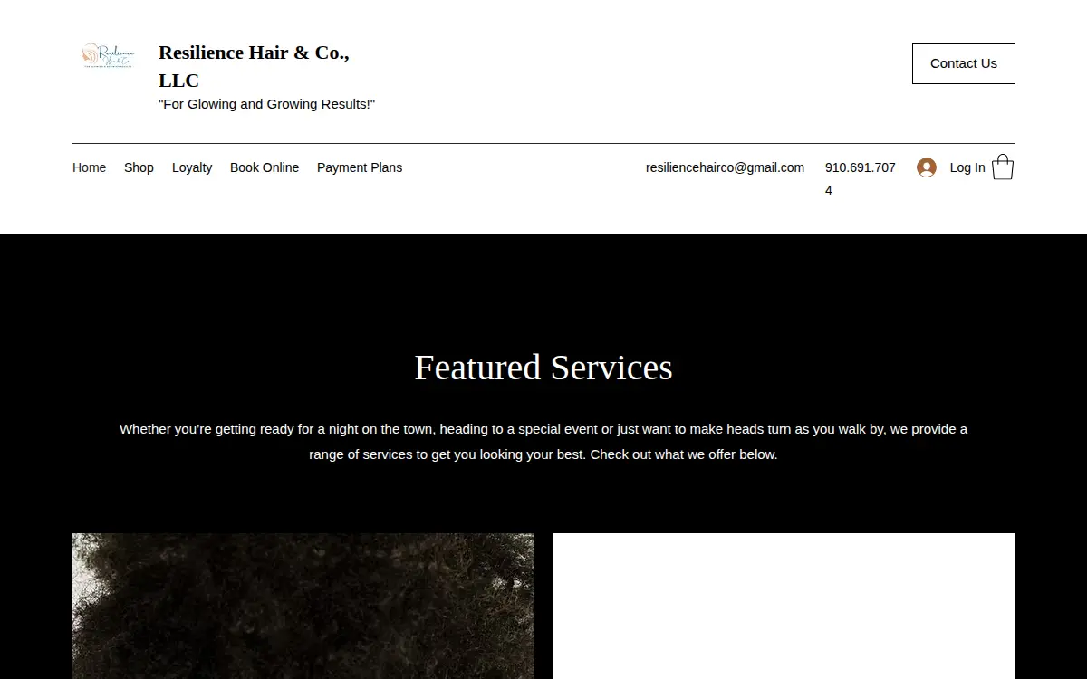 Homepage of Resilience Hair & Co., LLC