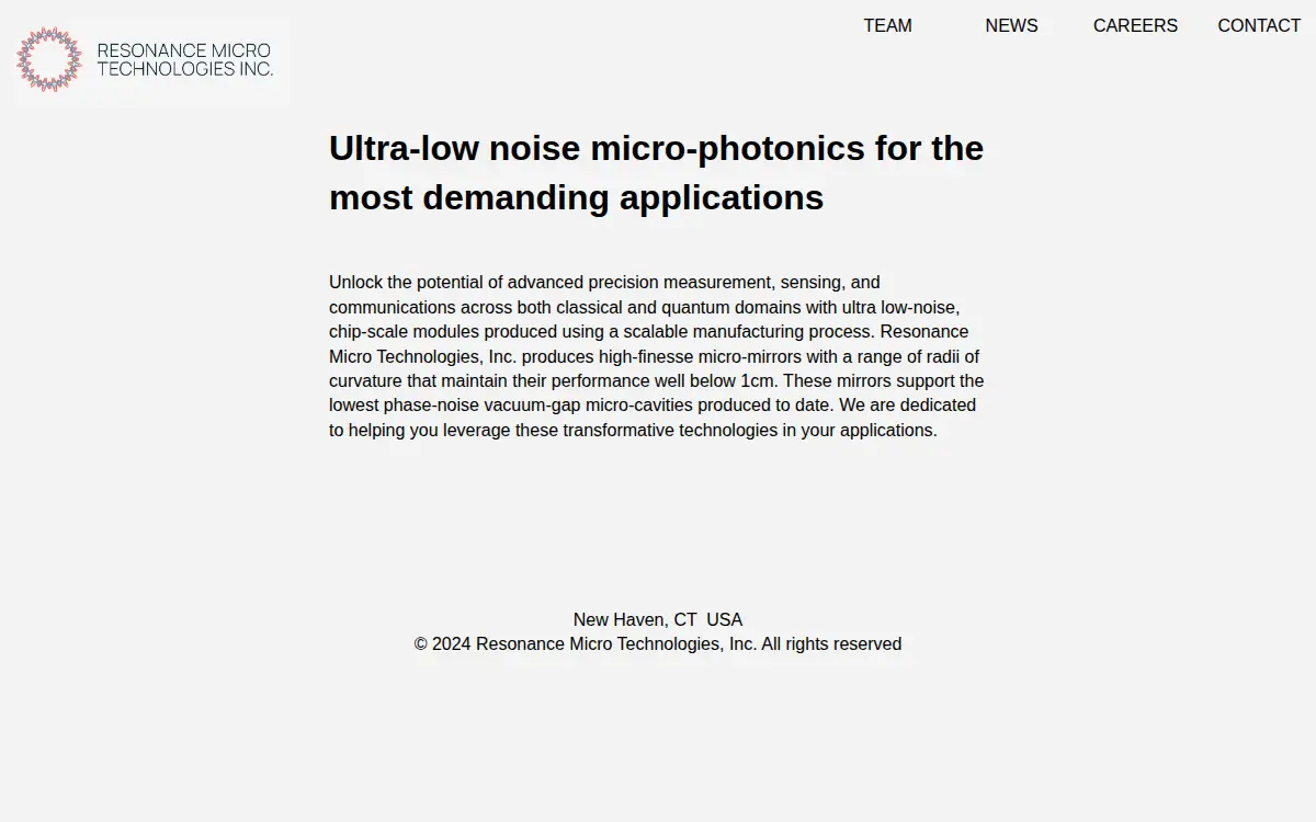 Homepage of Resonance Micro Technologies, INC.