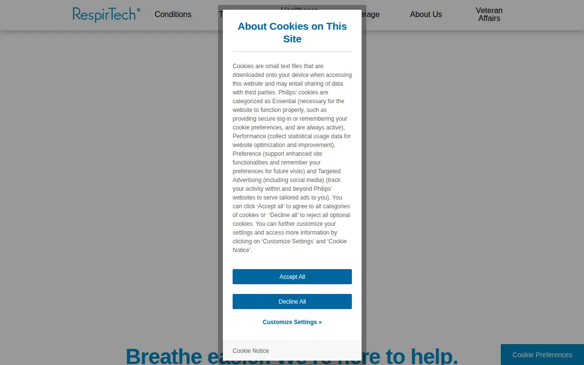 Homepage of Respiratory Technologies, INC