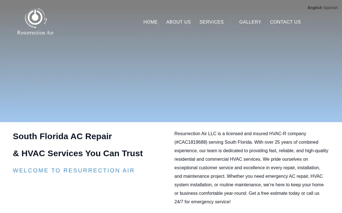 Homepage of Resurrection Air LLC