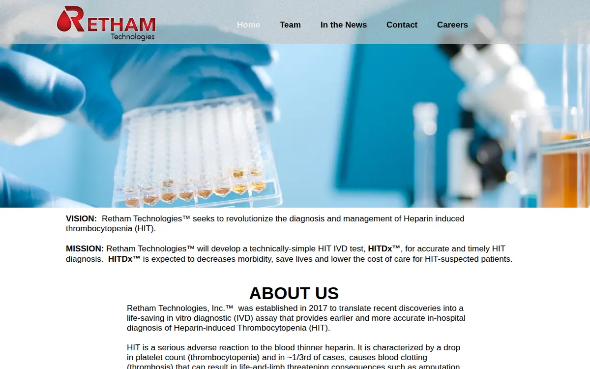 Homepage of Retham Technologies, INC.