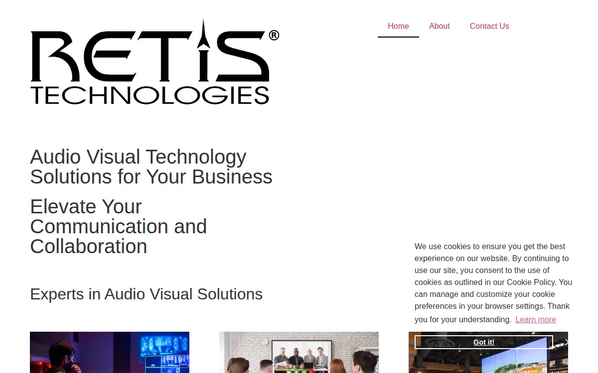 Homepage of Retis Technologies, INC
