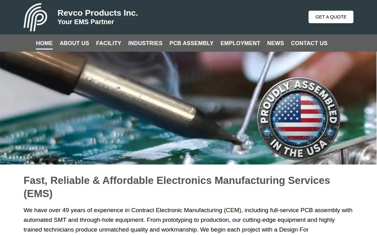 Homepage of Revco Products