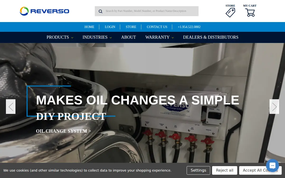 Homepage of Reverso Pumps LLC