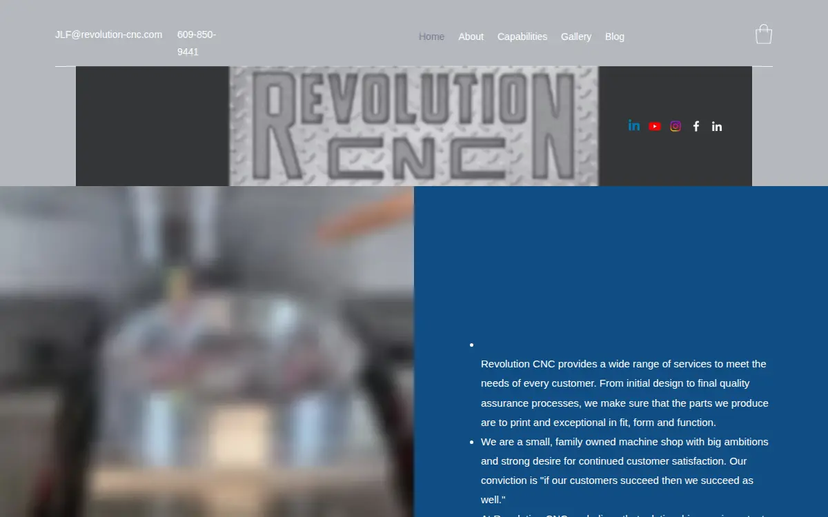 Homepage of Revolution Cnc LLC
