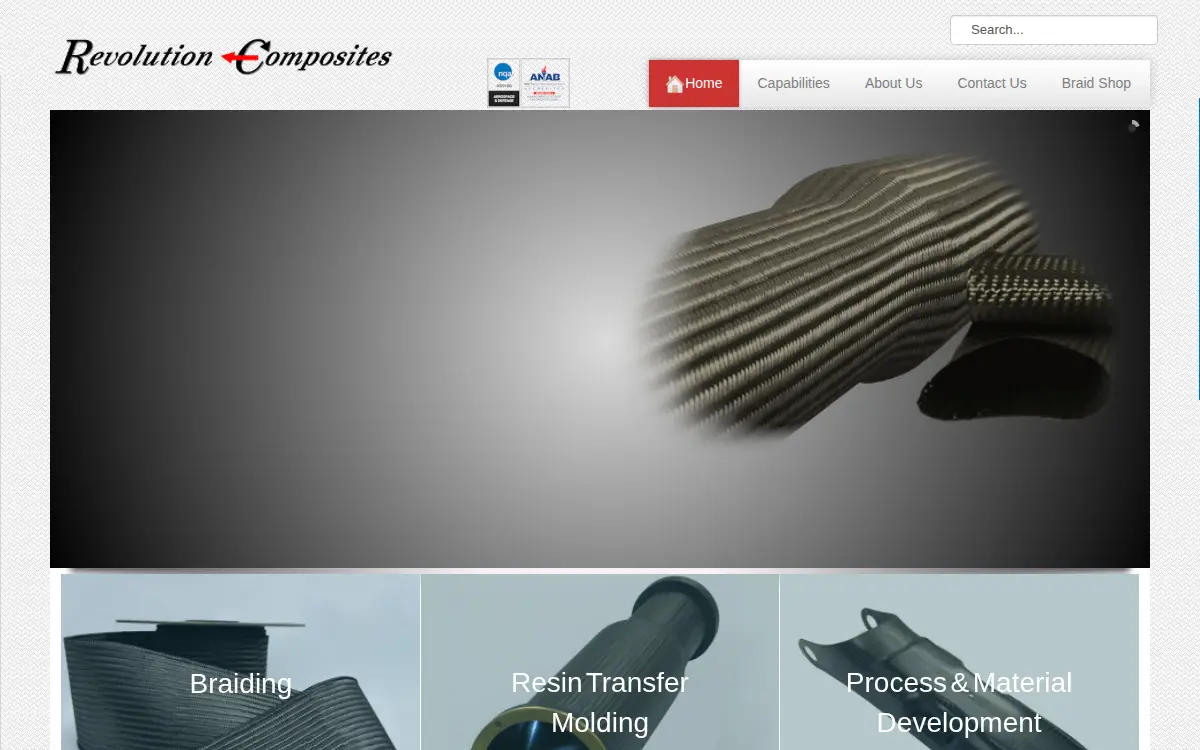 Homepage of Revolution Composites, LLC