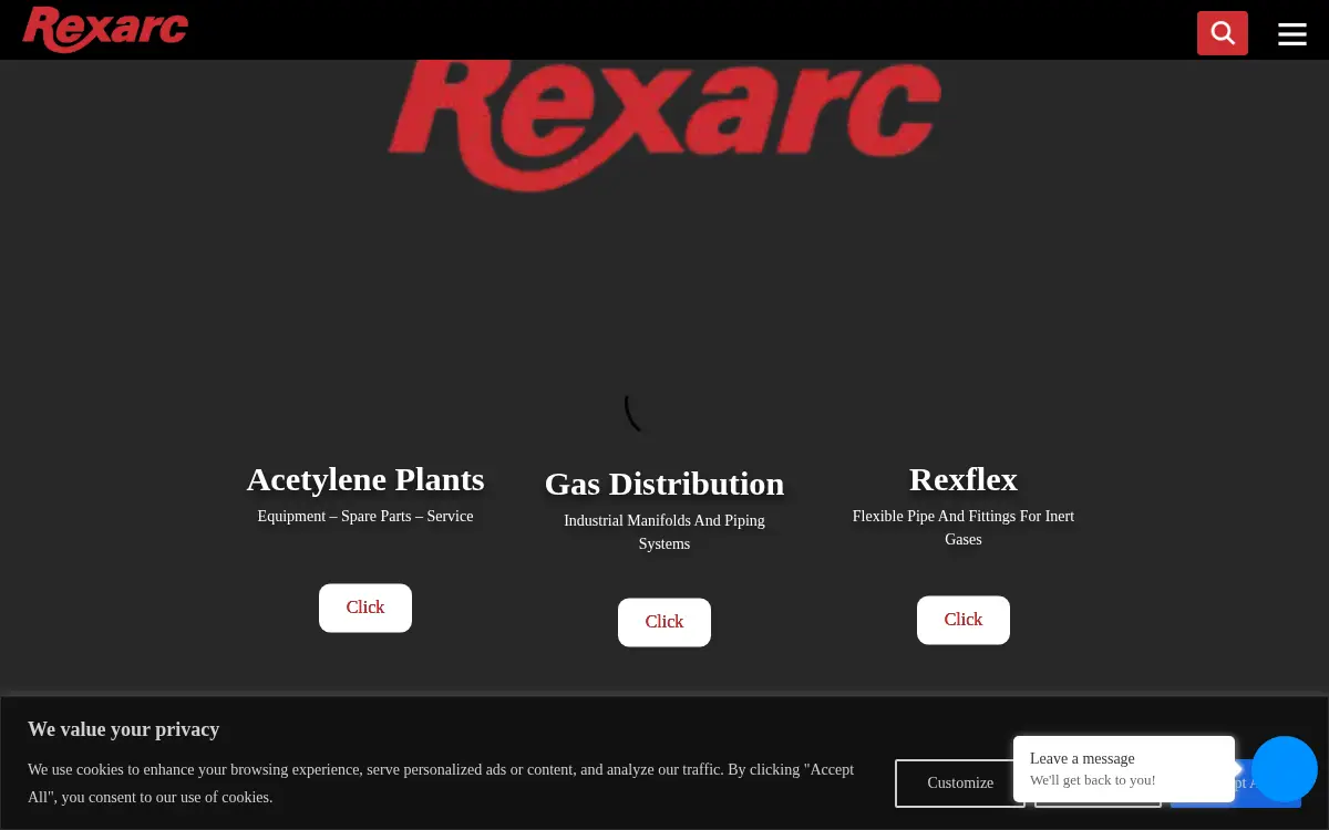 Homepage of Rexarc International, INC