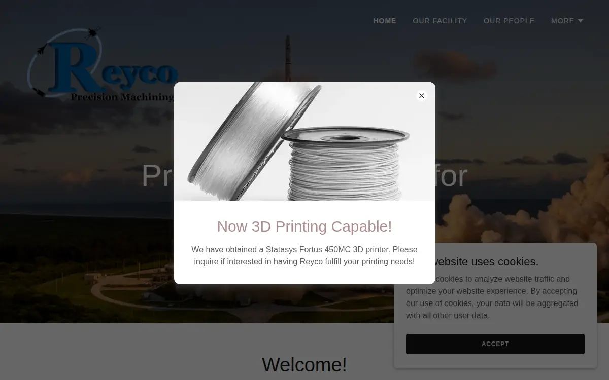 Homepage of Reyco Precision Machining INC.