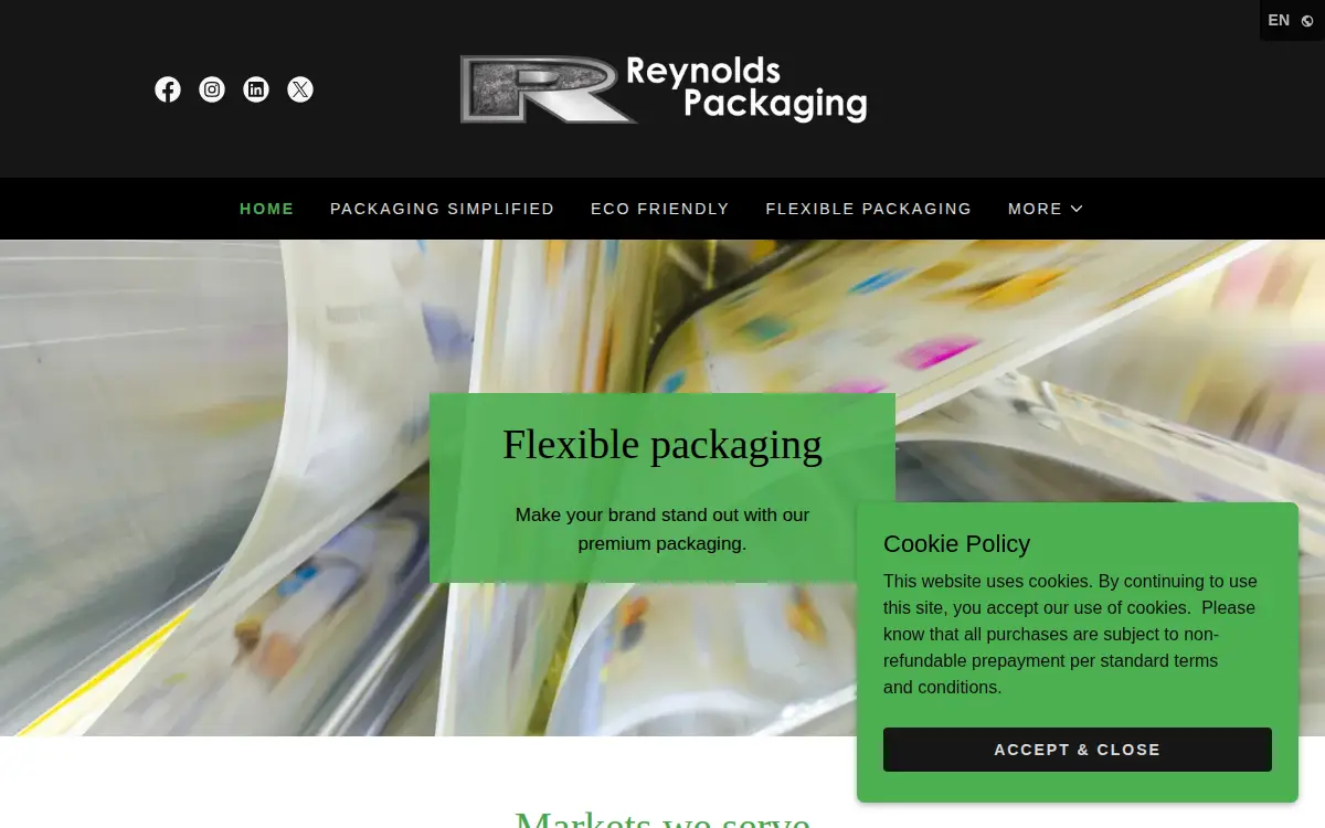Homepage of Reynolds Packaging LLC