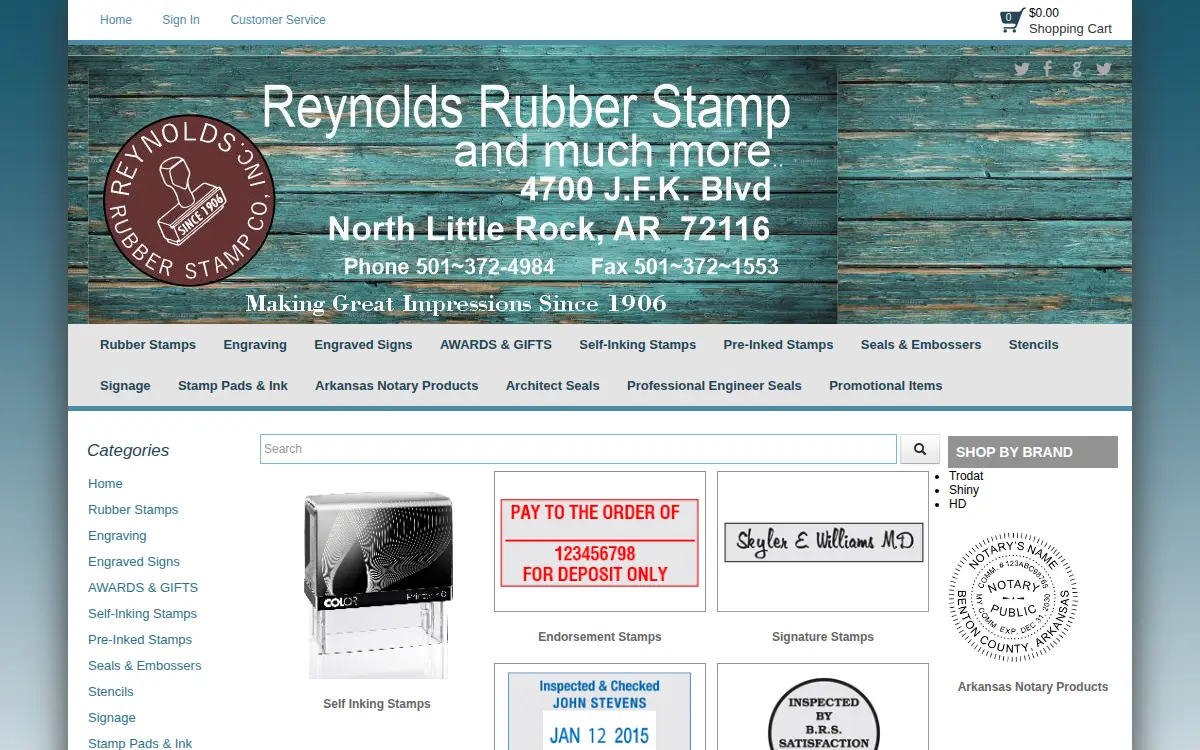 Homepage of Reynolds Rubber Stamp Co., INC.