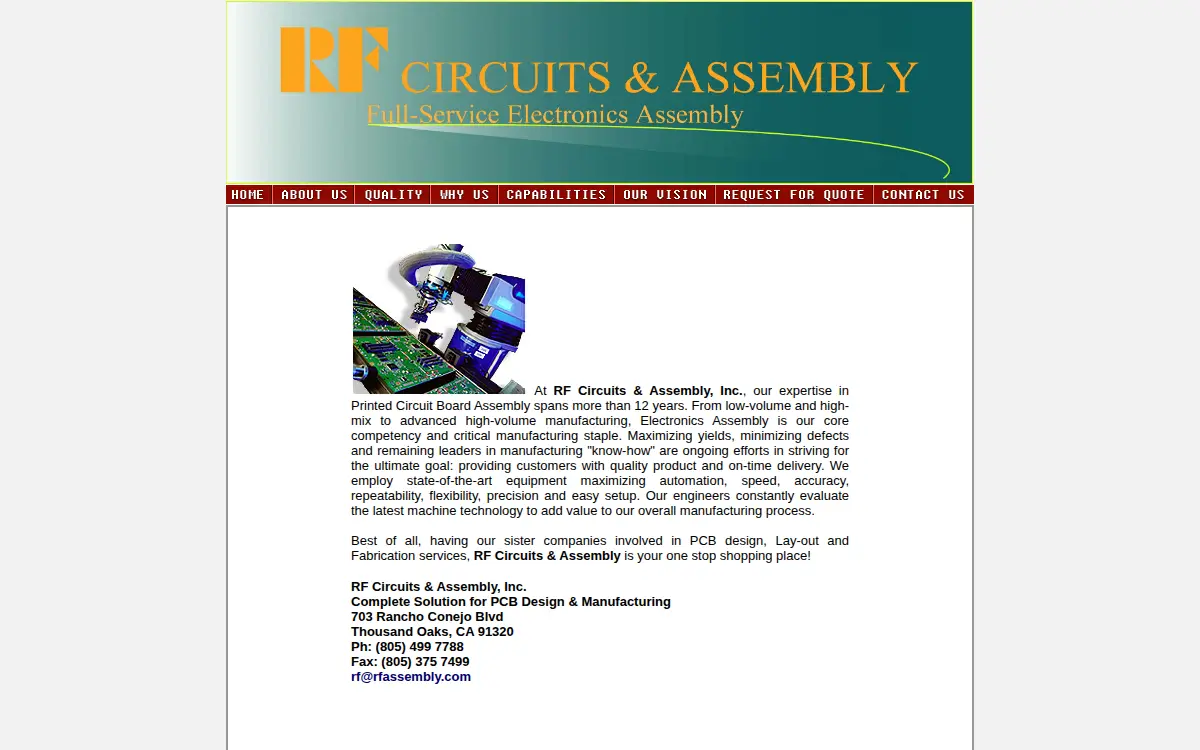 Homepage of R-f Circuits and Assembly INC.