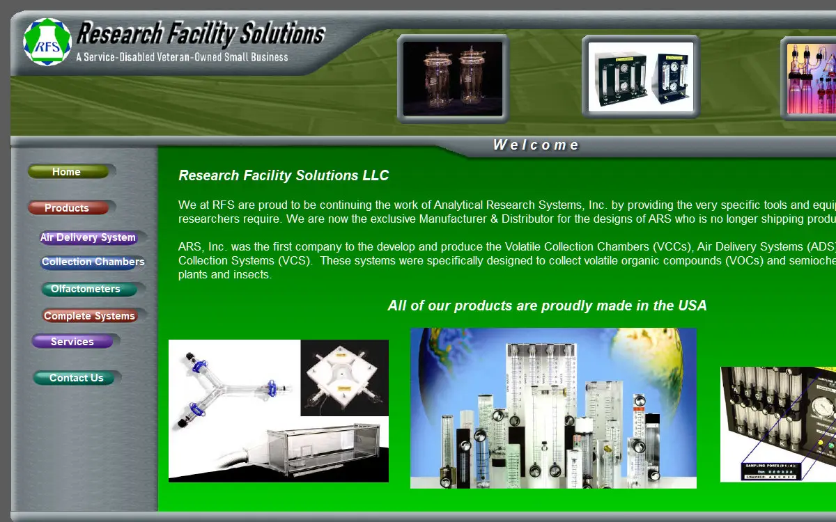 Homepage of Research Facility Solutions, LLC