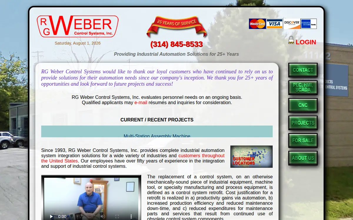 Homepage of R. G. Weber Control Systems, Incorporated
