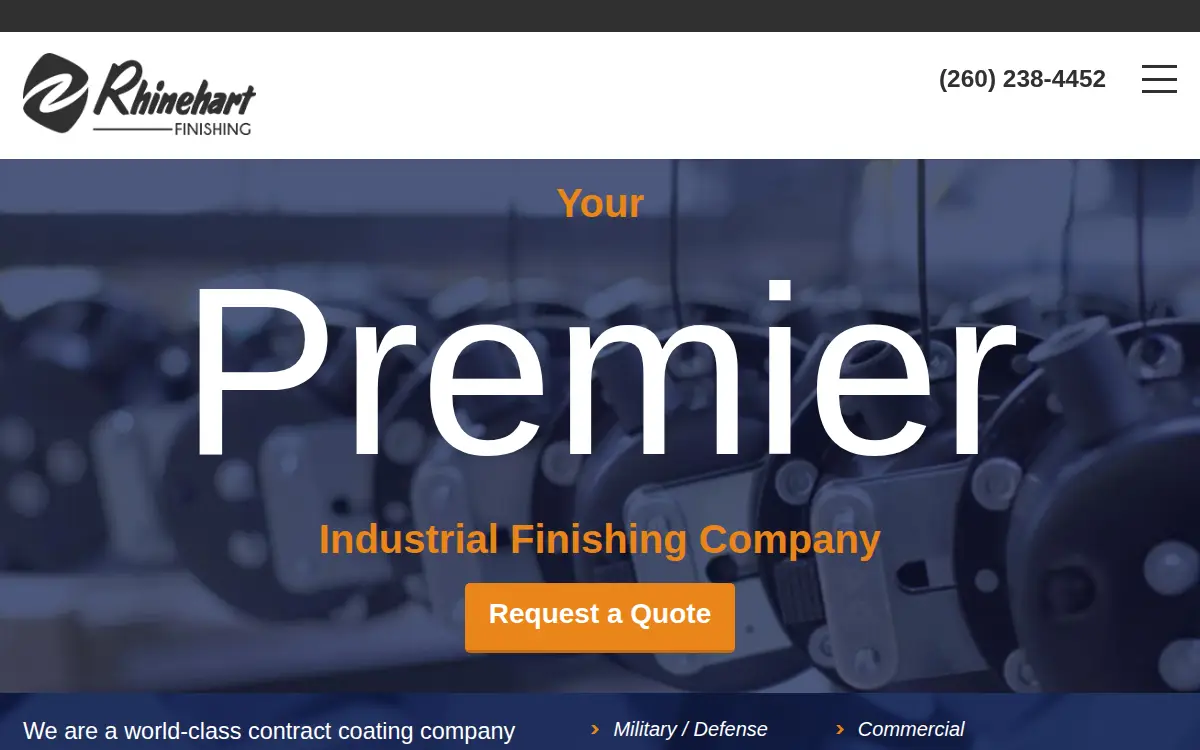 Homepage of Rhinehart Finishing, LLC