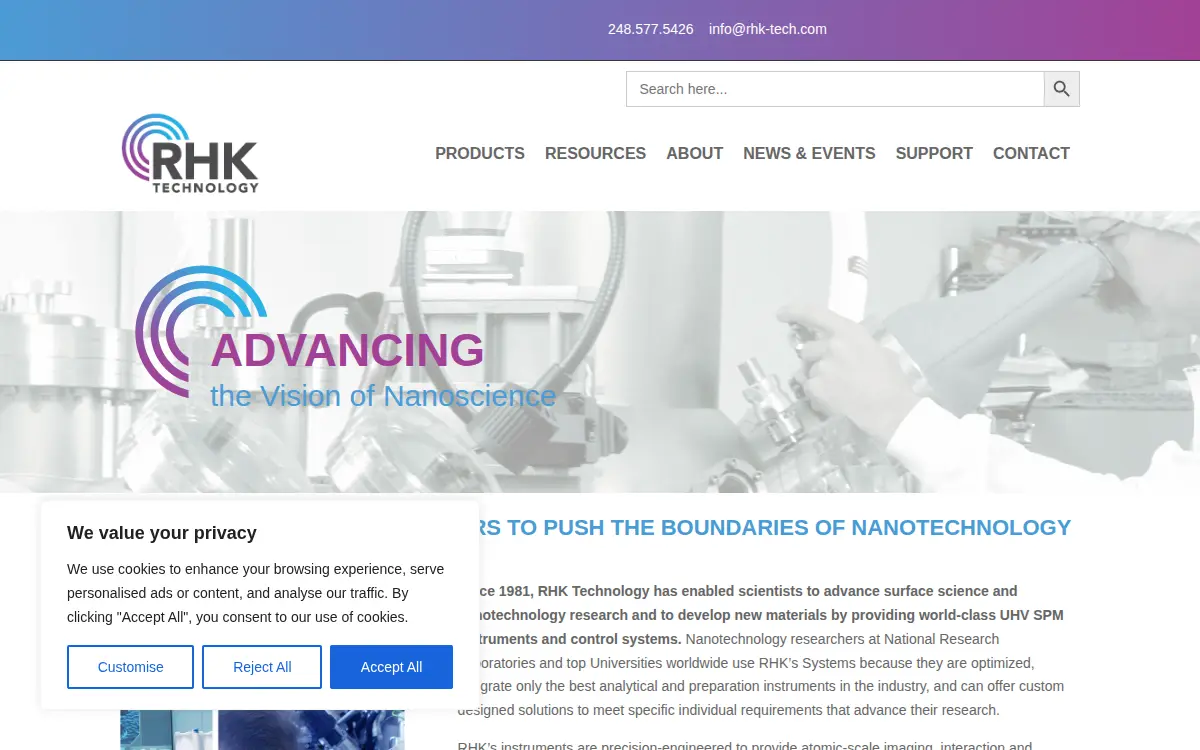 Homepage of R H K Technology, INC.