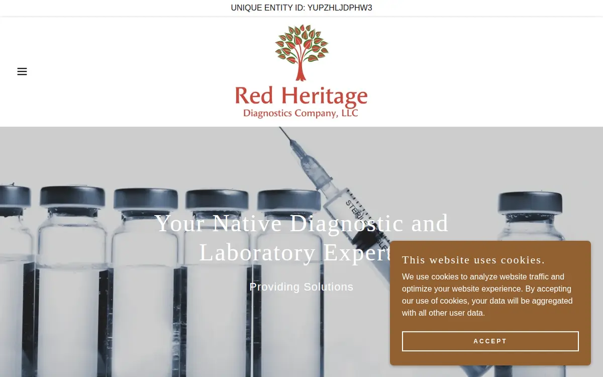 Homepage of Red Heritage Medical Diagnostics Company LLC