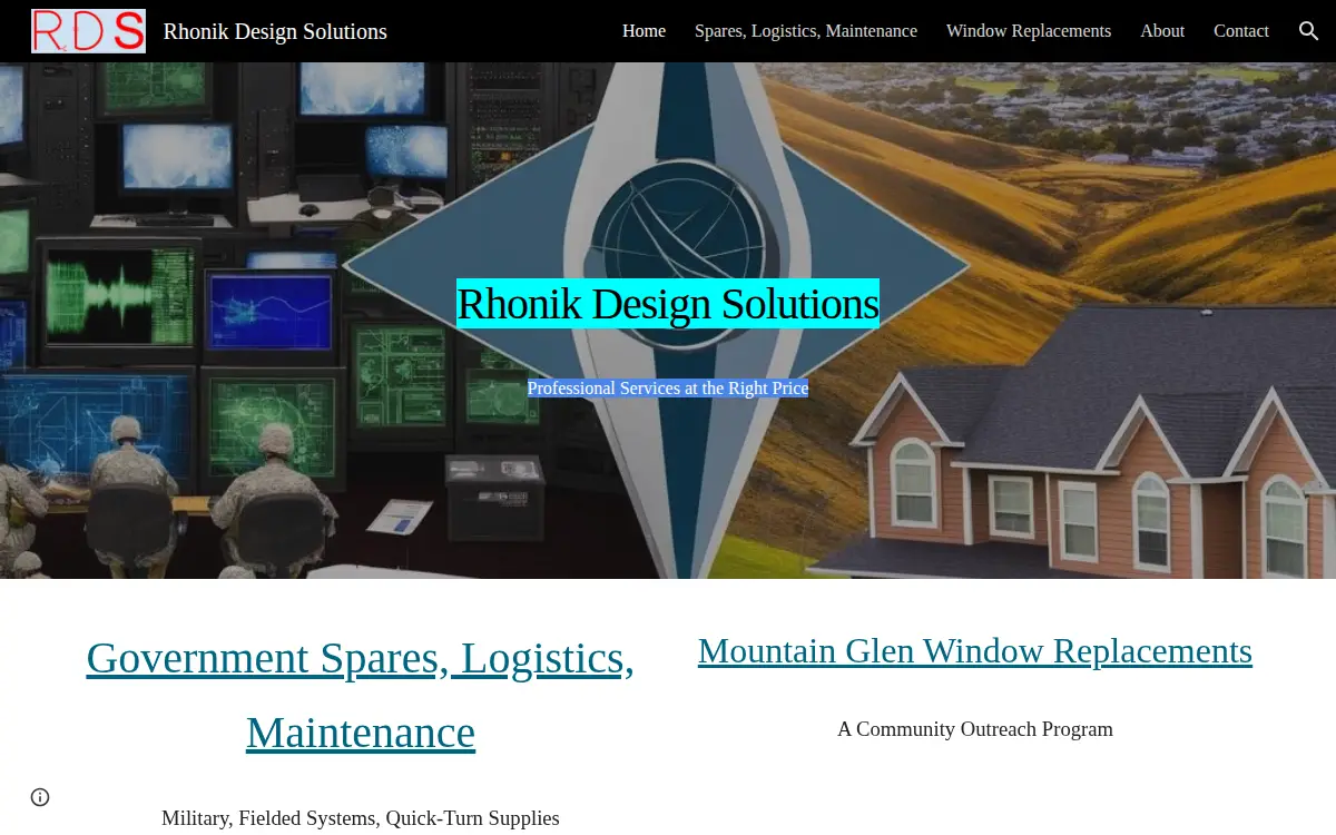 Homepage of Rhonik Design Solutions LLC