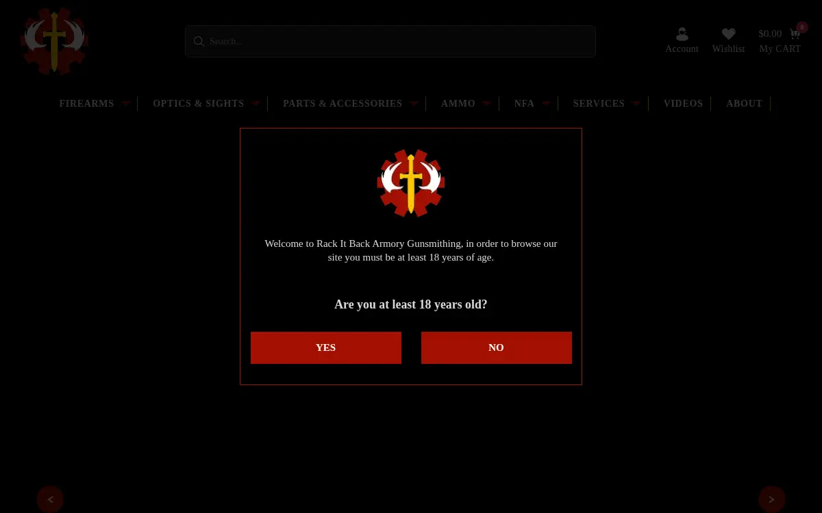 Homepage of Rack It Back Armory, INC