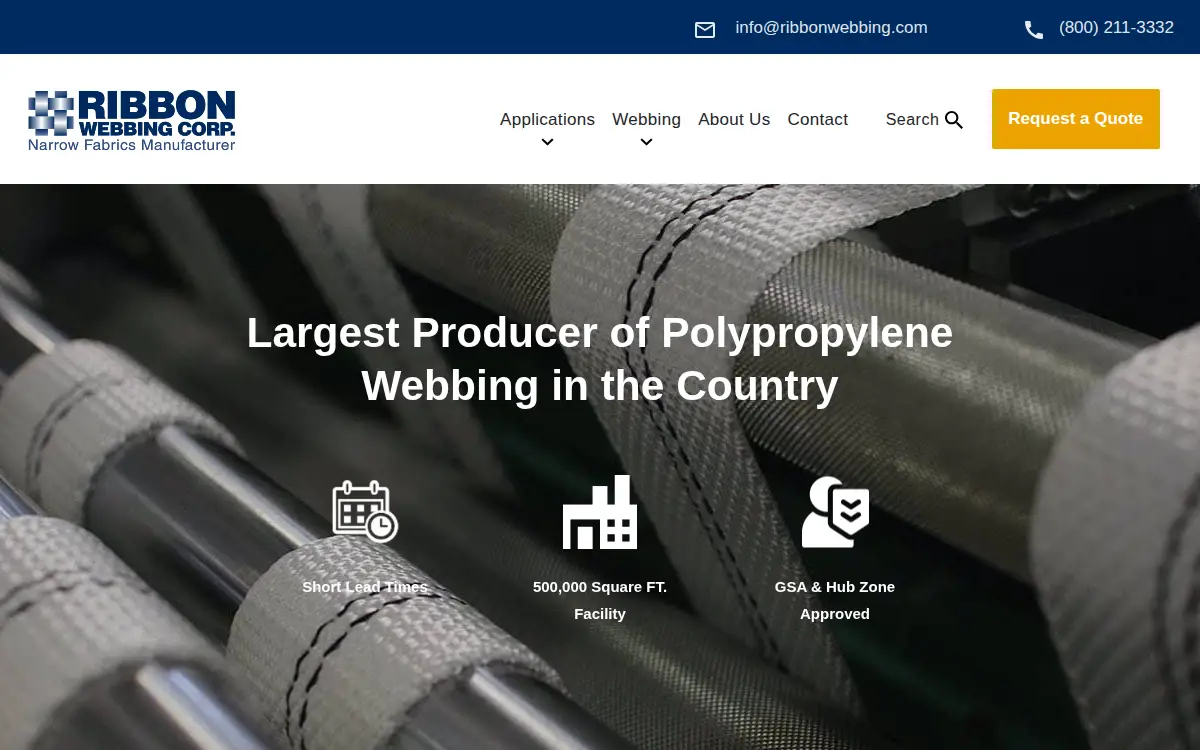 Homepage of Ribbon Webbing CORP