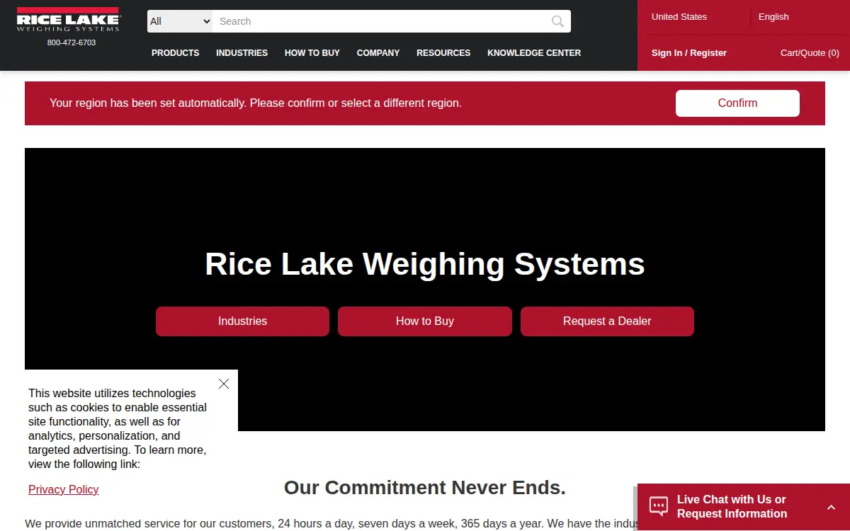 Homepage of Rice Lake Weighing Systems, INC