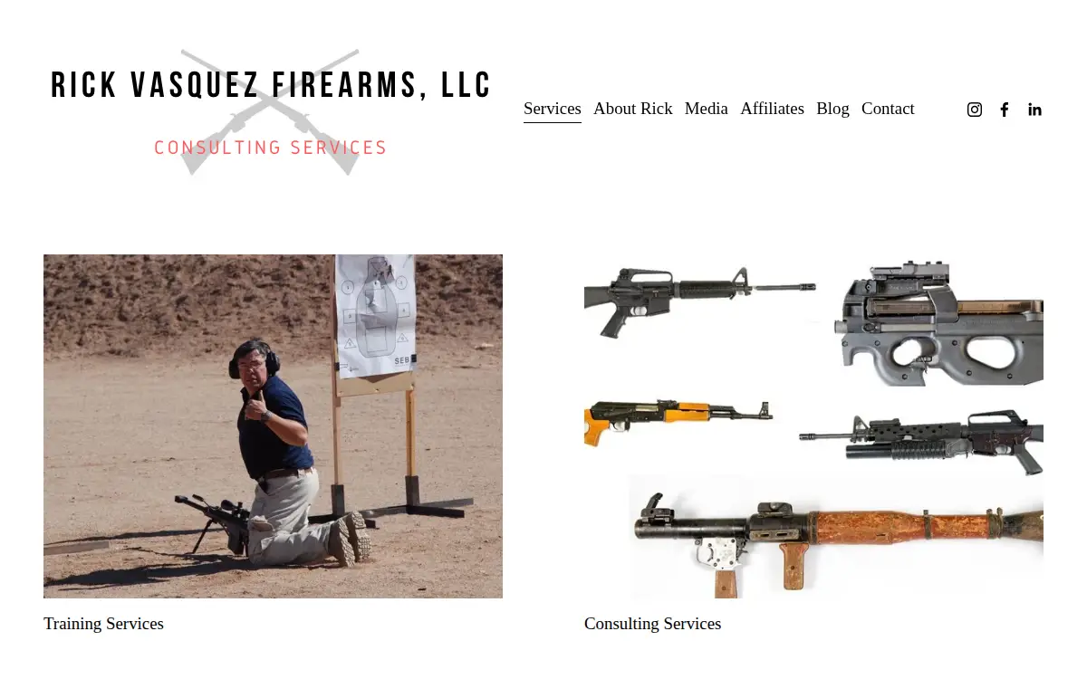 Homepage of Rick Vasquez Firearms LLC