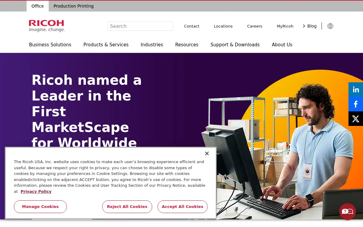 Homepage of Ricoh USA INC