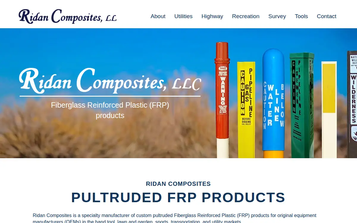 Homepage of Ridan Composites LLC