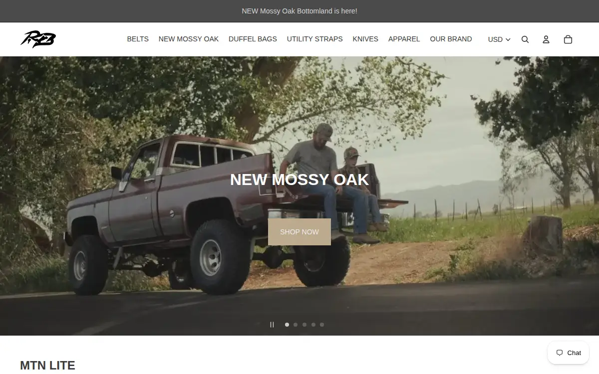 Homepage of Ridge Belts, LLC