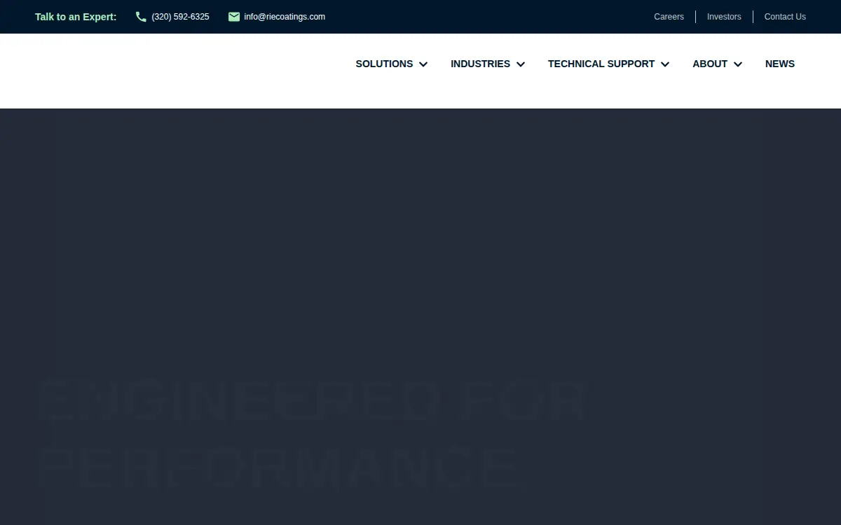 Homepage of Rie Coatings, LLC