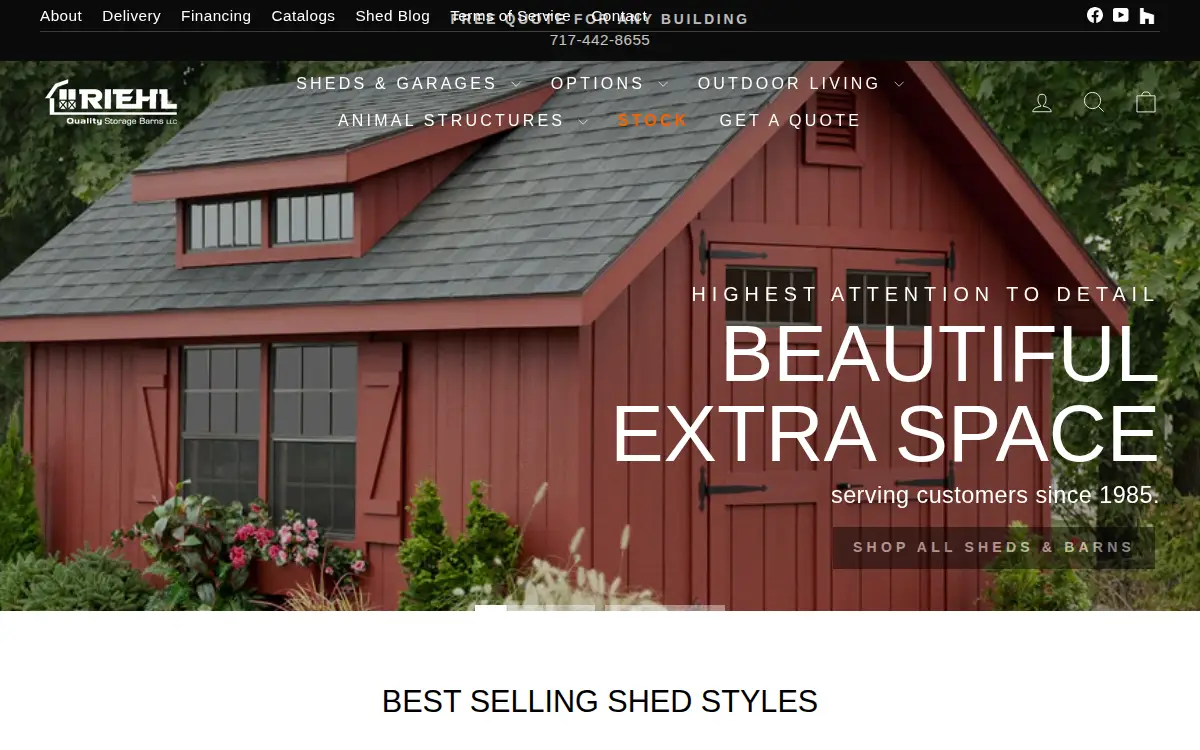 Homepage of Riehl Quality Storage Barns LLC