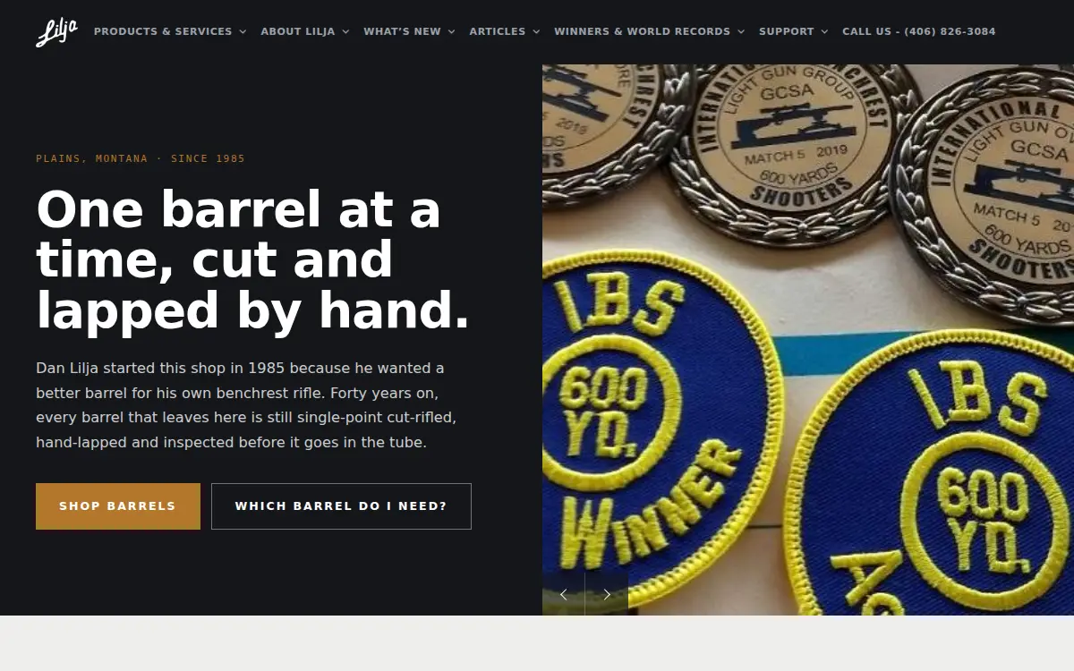 Homepage of Lilja Precision Rifle Barrel INC