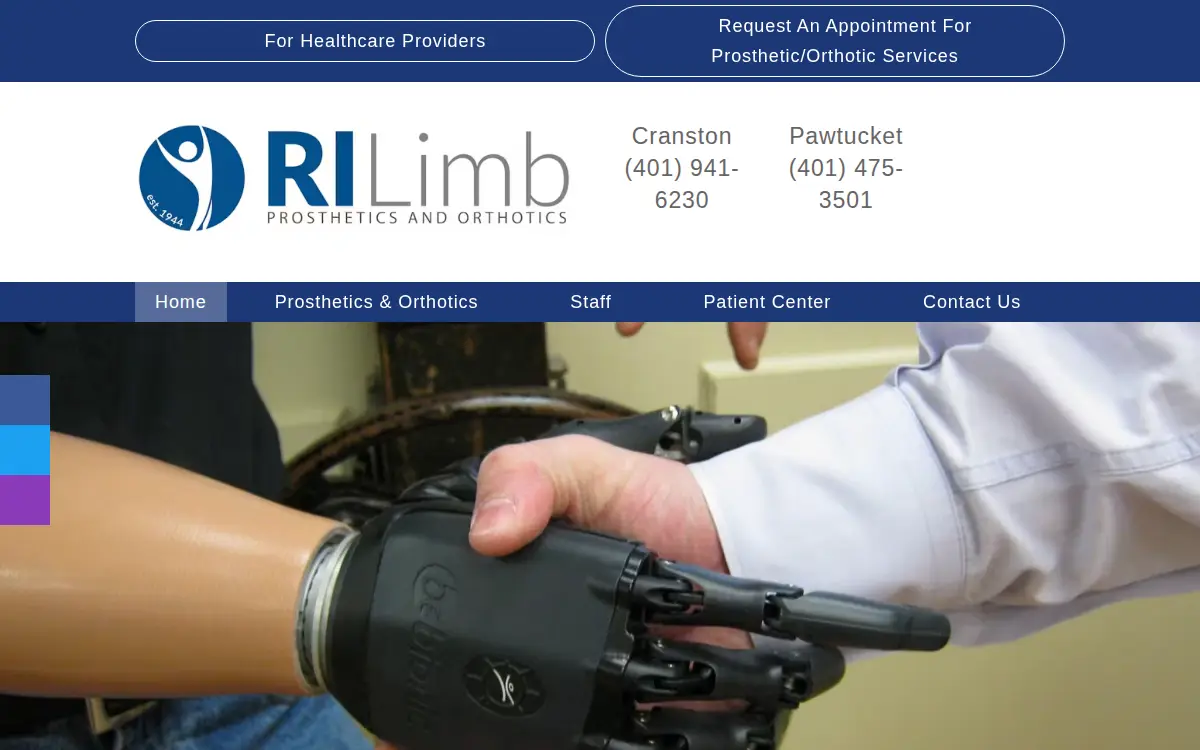 Homepage of Rhode Island Limb CO.