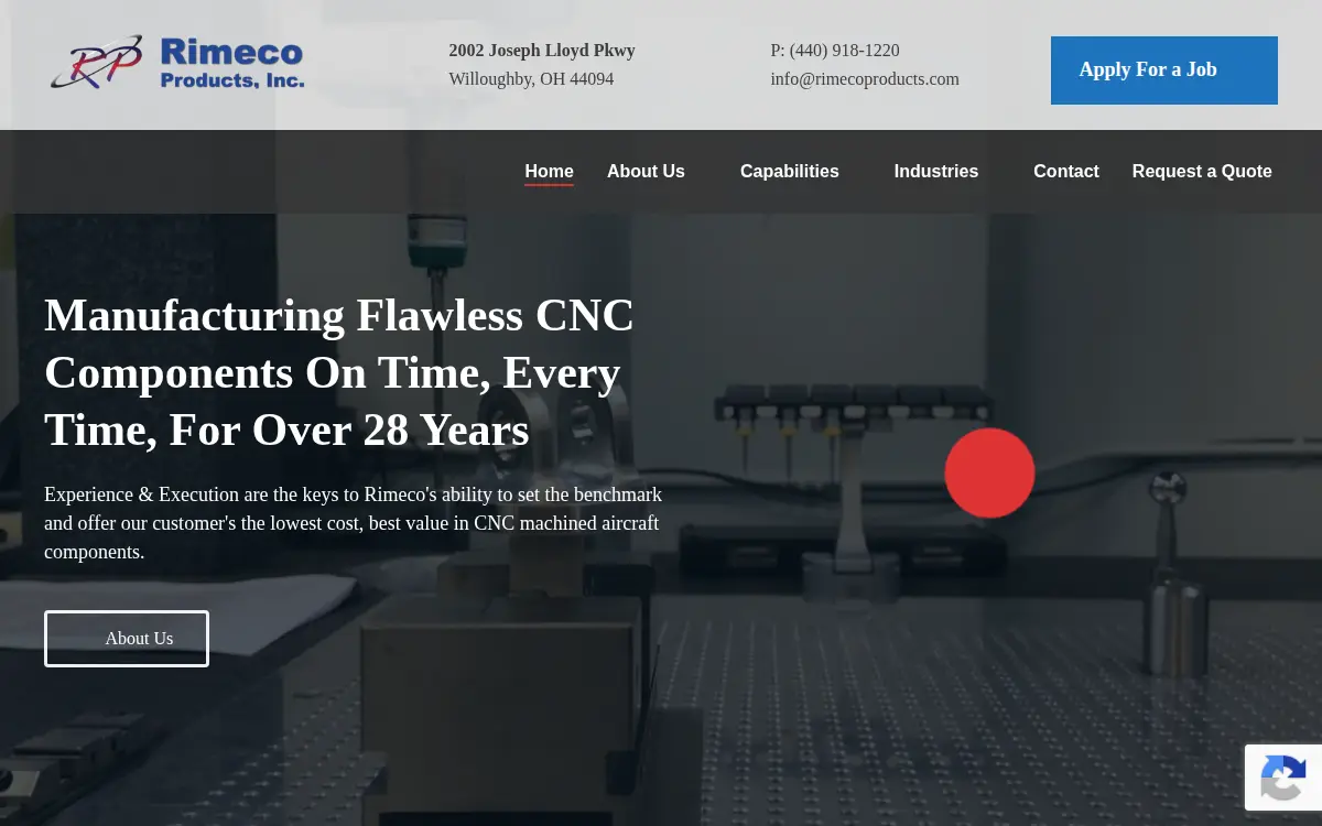 Homepage of Rimeco Products INC
