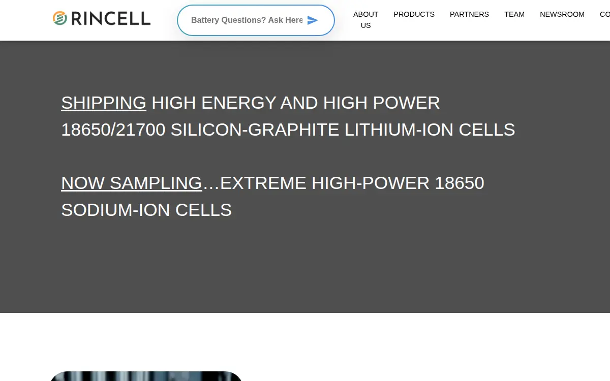 Homepage of Rincell Corporation