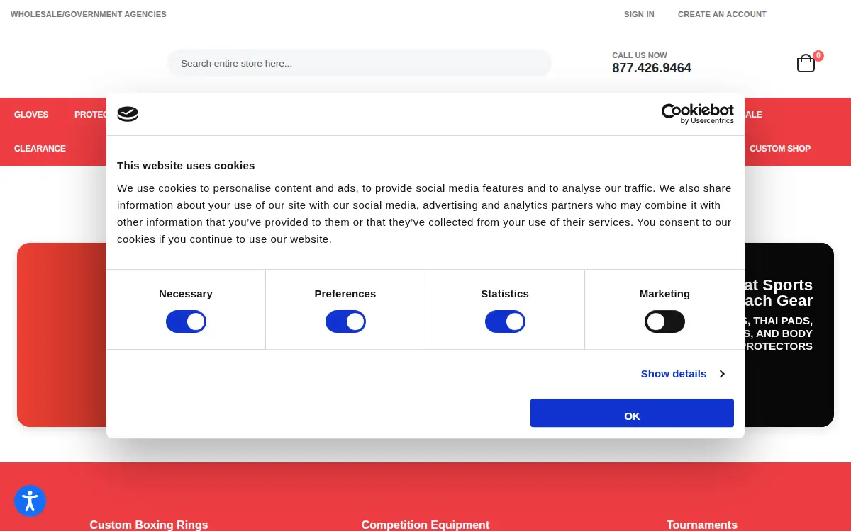 Homepage of Combat Brands LLC