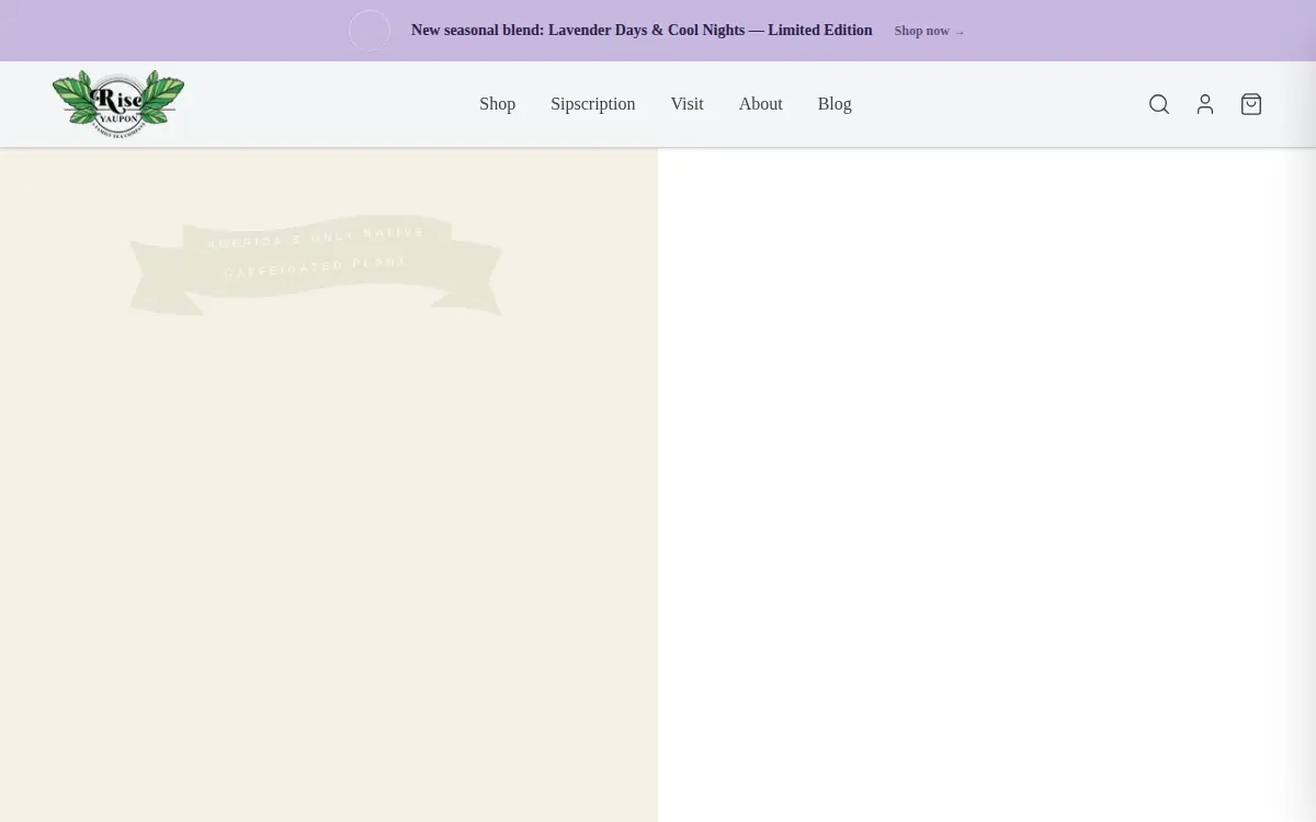 Homepage of Rise Yaupon, INC