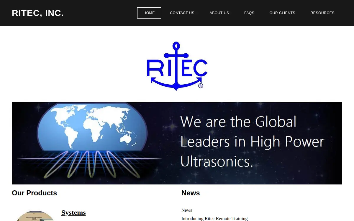 Homepage of Ritec, INC