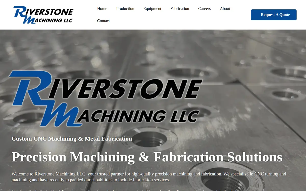 Homepage of Riverstone Machining LLC