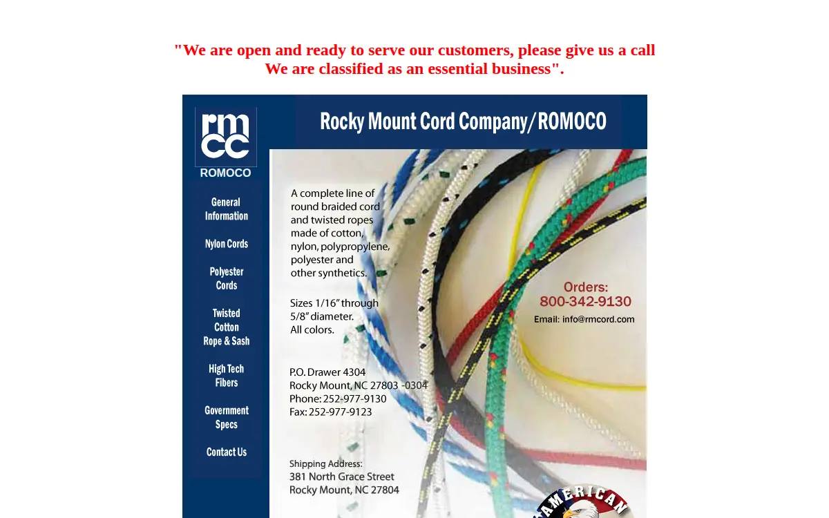 Homepage of Rocky Mount Cord CO
